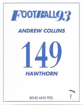 1993 Select AFL Stickers #149 Andrew Collins Back
